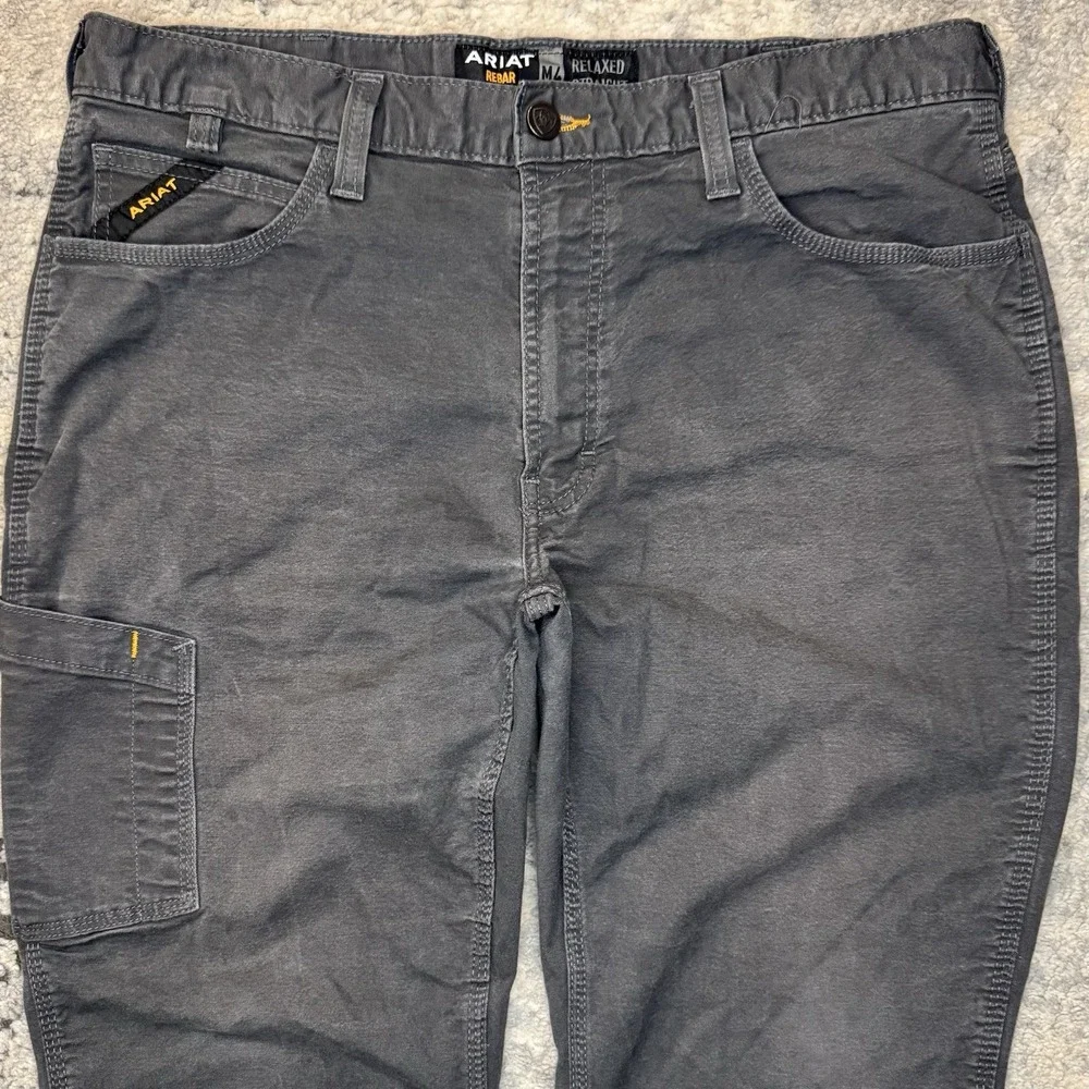 Ariat Rebar Jeans Fits Mens 36x32 Grey M4 Relaxed Straight DuraStretch Workwear